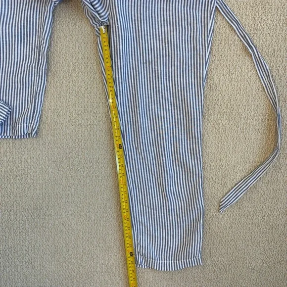 Anthro Cartonnier Blue and White Railroad Stripe Utility Jumpsuit, Size Medium - Picture 7 of 16
